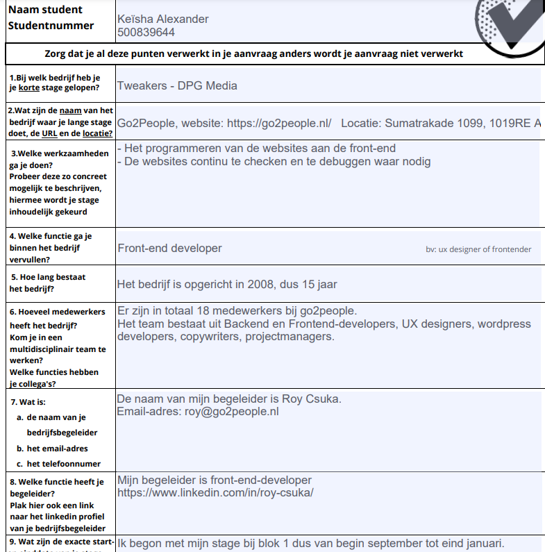 Stageaanvraag