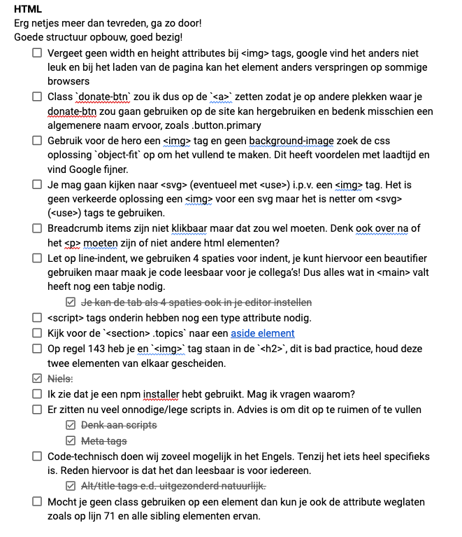 Opdracht 1 feedback