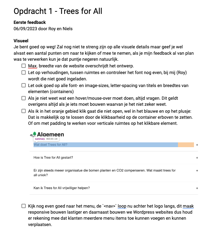 Opdracht 1 feedback